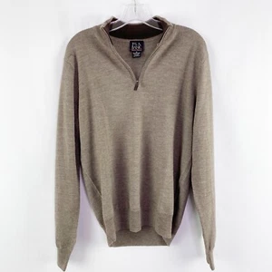 Jos. A. Bank Brown Pullover Sweater Long Sleeve 1/4 Zip 100% Merino Wool Size M - Picture 1 of 4