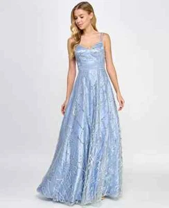 Say Yes Juniors Sequin-Embellished Ball Gown Color Silver/Blue Size 3/4 - Picture 1 of 1