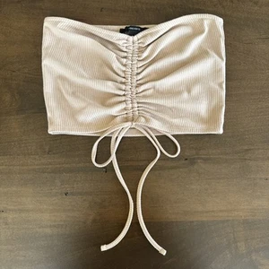 Forever 21 Cropped Ribbed Knit Tube Top Strapless Tan Tank Women's Size Medium - Picture 1 of 4