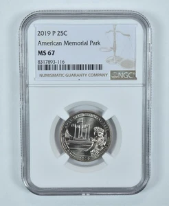 2019-P Washington Quarter American Memorial Park ATB MS67 NGC *8764 - Picture 1 of 5