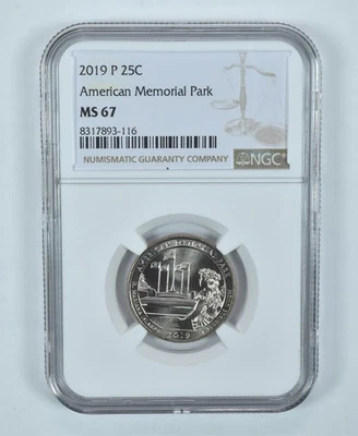 2019-P Washington Quarter American Memorial Park ATB MS67 NGC *8764 - Image 1 of 4