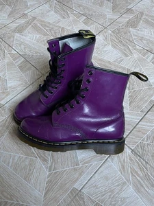 Dr. Martens 1460 W Purple Leather 8 Eye Boots Women’s UK 6 EU 39 US 8 Very Rare - Picture 1 of 13