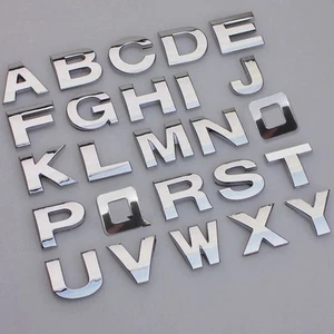 3D Alphabet Letters Number Chrome Emblem Decal DIY Car Badge Sticker Accessories - Picture 1 of 42