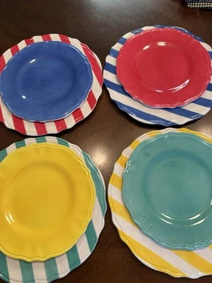 8 ~Jai Wei Estilo de Vida Melamina BRILLANTE Amarillo Verde Azul Rojo Platos Patio Perfecto Foto 1 de 4