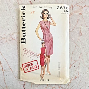 Butterick 2670, 60s Sheath Dress, Sz 16/36, Vintage Sewing Pattern, FF - Picture 1 of 2