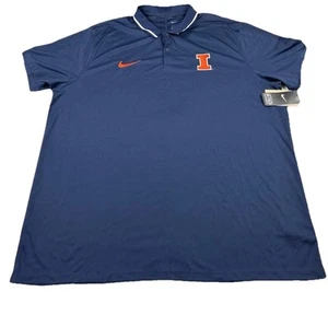 Nike NCAA Illinois Fighting Illini Golf Polo Shirt Mens 3XL NavyStitched Logo - Picture 1 of 16