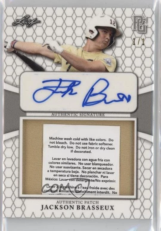 2022 Leaf Perfect Game National Showcase 1/1 Jackson Brasseux Patch Auto 4f5 - Image 1 of 3