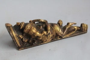 Antique bronze Ganesh reclining Indian deity Nepal (57235) - Picture 1 of 5