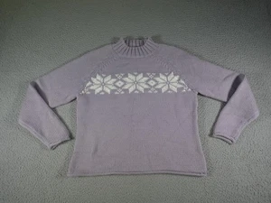 Norton McNaughton Sweater Womens Medium Purple Fair Isle Winter Christmas Snow - Picture 1 of 10