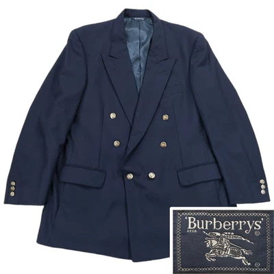 Blazer Abrigo Deportivo Vintage Burberrys Azul Marino Dorado Botón Doble Pecho 46R Lana Foto 1 de 4