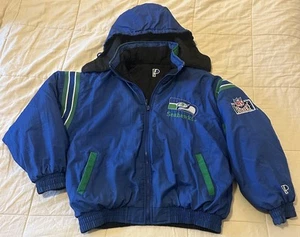 Giacca imbottita zip reversibile Seattle Seahawks NFL Pro Player anni 90 XL rara LEGGI - Foto 1 di 14