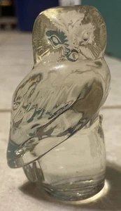 Art Glass Clear Owl Paperweight 3.25 Inches Tall Read - Picture 1 of 8