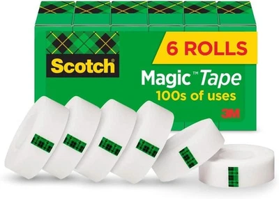 Magic Tape, 6 Rolls, Numerous Applications, Invisible, Engineered for Repairing - image 1 of 4