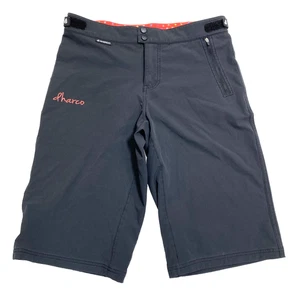 Dharco MTB Shorts Womens M Black Pockets Zip Mid Rise Flat Front Stretch Cycling - Picture 1 of 15