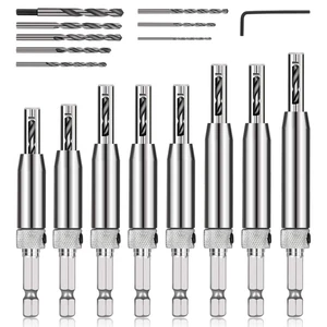 COMOWARE 17 Pezzi VIX Punte Set di Punte Autocentranti per Trapano, 1/4" Gambo Esagonale Autocentrico - Foto 1 di 12