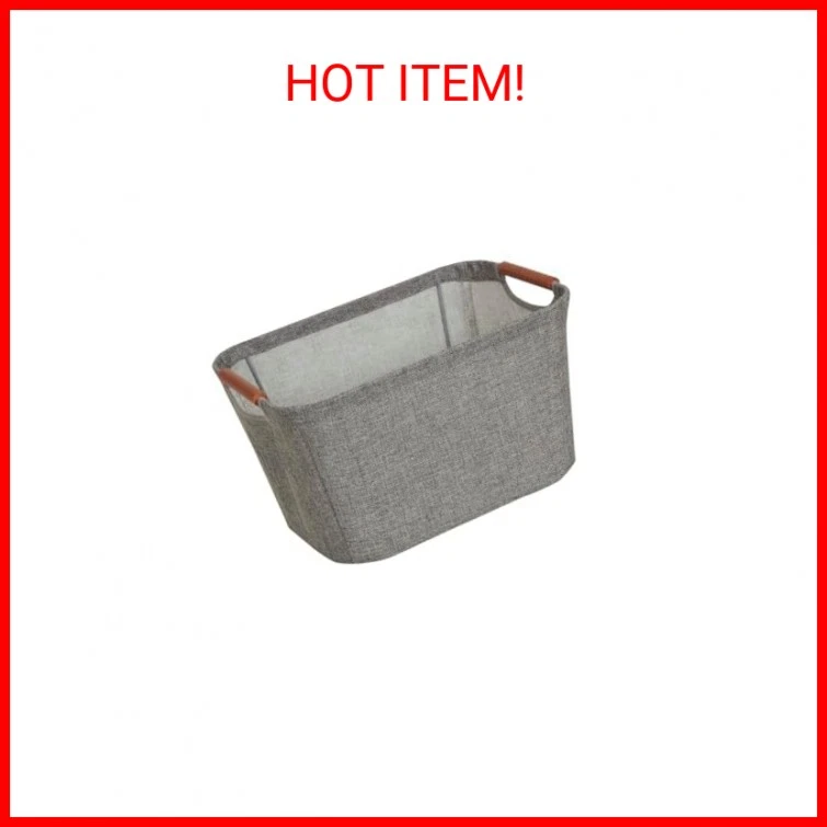 Household Essentials 623 Small Tapered Soft-Side Storage Bin with Wood Handles, - Image 1 of 2