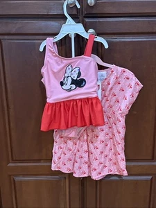 Disney Store Minnie Mouse Pink Cover-Up Dress & Matching Swimsuit Girls Size 3 - Picture 1 of 12