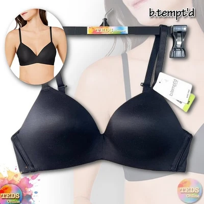 Sutiã feminino novo com etiquetas b.tempt'd by Wacoal 32B Future Foundation sem fio 956281 preto - Imagem 1 de 4