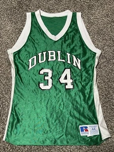 Vintage Russell Ireland Dublin Basketball Jersey Satin Green EUC #32 Size 44 Men - Picture 1 of 5