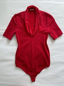 Wolford Hot Red String Bodysuit Size S PERFECT