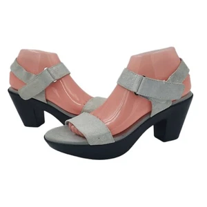 NEW Munro Willa Gray Silver Suede Block Heel Hook & Loop Sandals Women's 10N - Picture 1 of 12