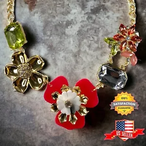 Collar Floral Mixto NY&CO Boho Verde, Rosa, Estrás Dorado 18""-21"" NUEVO - Imagen 1 de 19