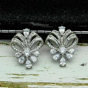 Cocktail Earrings 2.50Ct Round Cut Lab Created Diamond 14K White Gold Finish - Picture 1 of 6