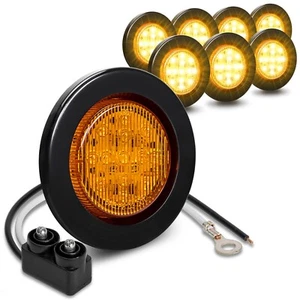 8pc 2.5 Inch DOT Round Amber LED Trailer Marker Lights with Grommet for Truck - Foto 1 di 7