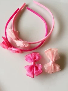 Girls Baby Toddlers Kids pink Children Princess ribbon hair Bow Clip/ band loop - Picture 1 of 6