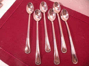 Set Of 6 Reed & Barton MENDON Stainless Glossy Iced Teaspoons 7 5/8" B - Picture 1 of 5