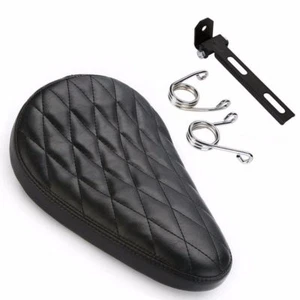 Black Diamond Leather SOLO Saddle Seat Spring Chopper Bobber Retro XL CB Vintage - Picture 1 of 6