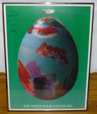 复古带框签名 1982 年彼得·麦克斯白宫复活节海报 — 第 1/4 张图片