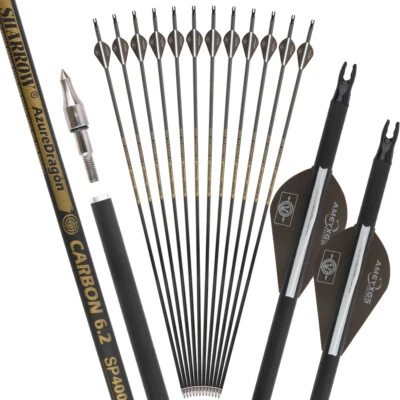 30" Pure Carbon Arrows SP300-600 Shaft Vanes Recurve Compound Bow Hunting Target - Image 1 of 4