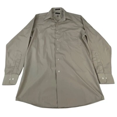 Arrow Men's Dress Shirt S 14.5 32/33 Tan Polyester Cotton Formal Wedding Church - Image 1 of 4