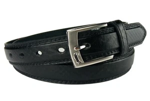 Echt Herrengürtel Damengürtel schwarz Naht schmal Krokostyle Jeansgürtel HRG68 - Bild 1 von 7