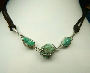 Colombian Emerald Natural Raw Crystals 22.00 Cts Necklace Silver 950 Muzo Mines - Picture 1 of 12