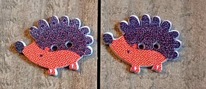 2 Orange Hedgehog Sewing Buttons Crafting Wood 2 Hole 1" - Picture 1 of 2