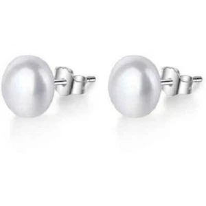 Silberschmuck Ohrstecker 925-iger Perle Swarovski Kristall weiß 8 mm - Bild 1 von 2