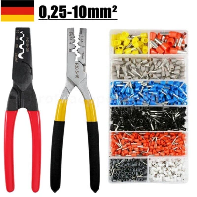 MARKENLOS Crimpzange Aderendhülsenzange Presszange 0,25-10mm² Kabelschuhe 1200 teilig Set