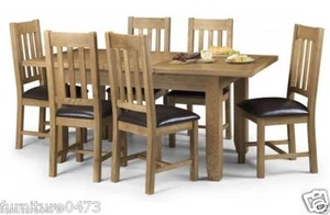 Solid Oak Extending Dining Table W140 + 40cm & 6 Dining Chairs TORI - Picture 1 of 9