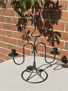 Centro de mesa triple candelabro de metal vintage años 90 jardín exterior - Imagen 1 de 8
