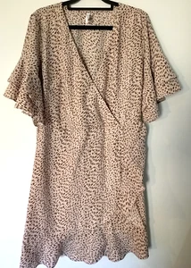 Spicy Sugar Size 14 Beige Mock Wrap Ruffle Tier Dress Boho Hippie Indie FestIval - Picture 1 of 15