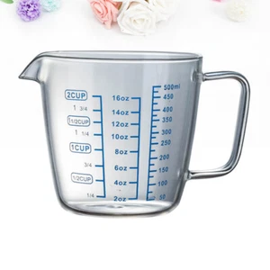 Heat-resistant Glass Measuring Cup Silicon Cups Transparent Measure - Picture 1 of 11