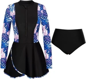 JASAMBAC 2-Piece Rash Guard Swimsuits Swimdress for Women M - Picture 1 of 6