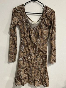 Derek Heart Off Shoulder Short Dress Medium Flirty Paisley Chic Party Stylish - Picture 1 of 6