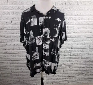 Camisa para Hombres No Boundaries 3XL 54 56 Cuello de Coche de Campamento Abotonado Negro Rayón - Imagen 1 de 9
