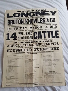 ORIGINAL EDWARDIAN 1910 AUCTION POSTER,DOWNEND FARM LONGNEY NEAR GLOUCESTER, - Picture 1 of 8