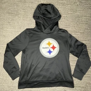 Nike Size L Boys Kids Hoodie Pullover Long Sleeve Steelers Black - Picture 1 of 2