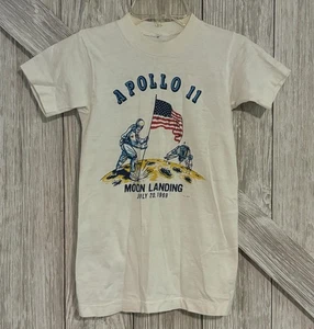 Original Vintage 1969 APOLLO II Moon Landing Single Stitch Souvenir T-Shirt NASA - Picture 1 of 11