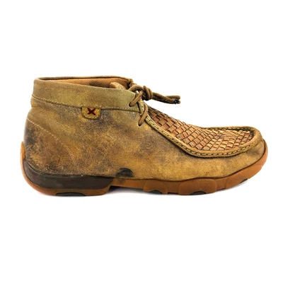 Mens 11 M Twisted X MDM0033 Ankle Chukka Boots Brown Woven Leather Driving Moc - Image 1 of 4